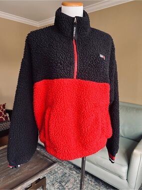 Tommy Hilfiger Sherpa Teddy Fleece Quarter Zip Kids XL Fits Womens XS S